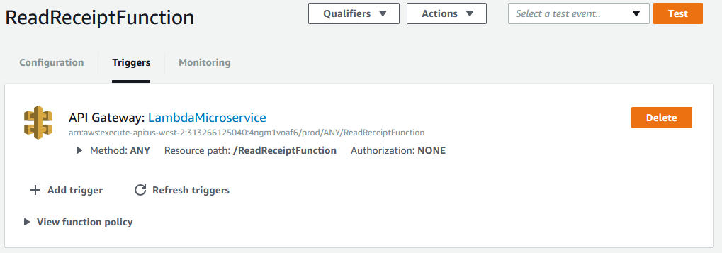 Lambda function with a API gateway as the trigger.
